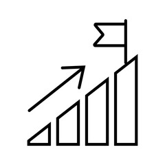 Editable stroke icon showing upward arrow on money or sales chart, representing increasing revenue and sales success.