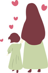 happy mother's day Illustration with mom and kids