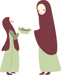 happy mother's day Illustration with mom and kids