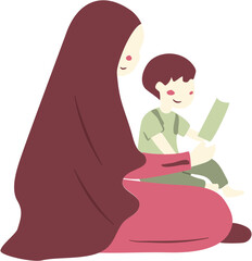 happy mother's day Illustration with mom and kids