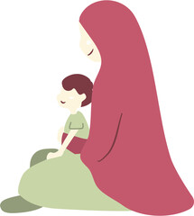 happy mother's day Illustration with mom and kids