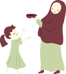 happy mother's day Illustration with mom and kids