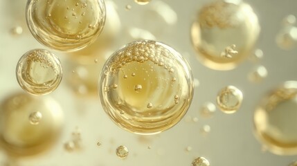 Light golden bubbles and spheres background, designed for event promotions, happy occasion designs, and minimalist celebration concepts.