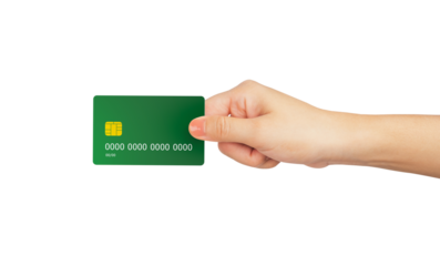Hand hold credit card isolated on white background, clipping path.