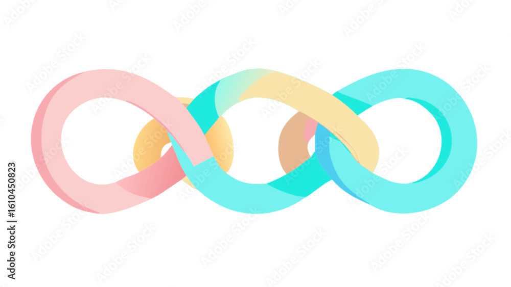 Poster abstract pastel infinity symbol vector design for logo icon or graphic element with endless loop con