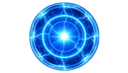 Glowing blue circular energy field with electric streaks