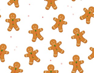 Festive ginger bread man pattern for holiday celebrations and christmas decoration