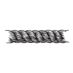 Vintage art illustration of a thick nautical rope section isolated on white background