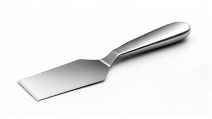 Fototapeta premium Shiny metal spatula on white background
