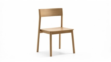 Modern Light Wood Chair with Minimalist Design Isolated on White Background