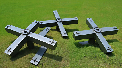 Iron anti tank crosses also known as Czech hedgehogs made to stop or delay enemy armored vehicles.