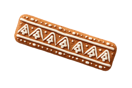 Sleek progress bar illustration made of gingerbread cookie texture with icing markers, for festive KPIs or timelines, isolated on a white background, in a simple style, with a transparent PNG
