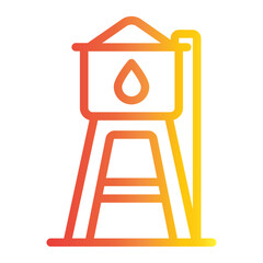 Elevated Water Tower On Line Gradient Style