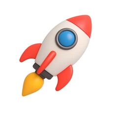 3d cartoon rocket in space