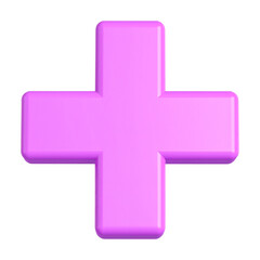 Obraz premium Glossy pink plus sign illustration, isolated on transparent background