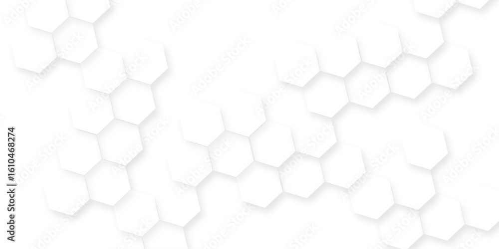Poster modern seamless geometry pattern hexagon, the pattern of white hexagons is arranged in a slightly ir