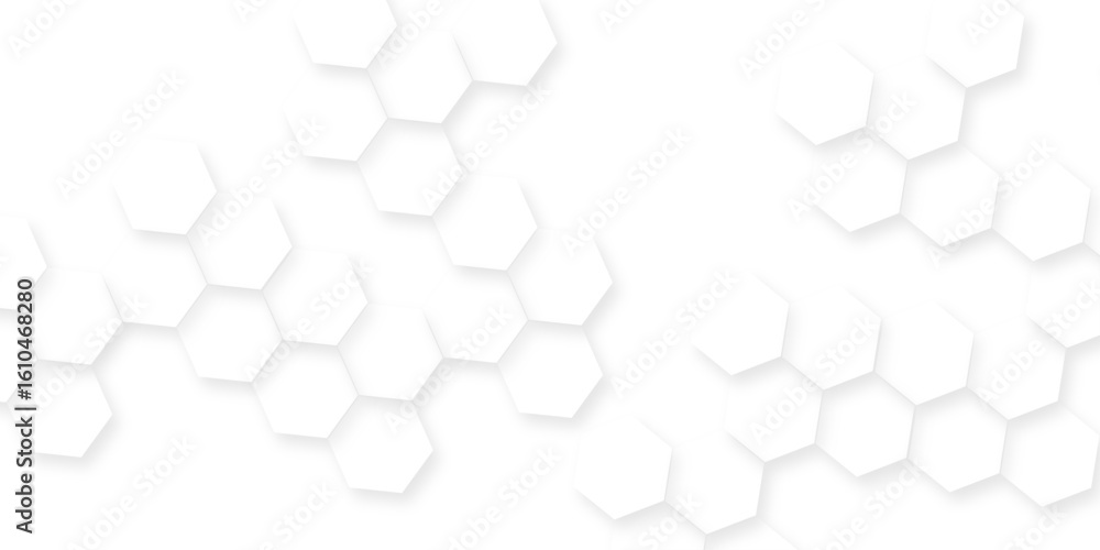 Poster modern seamless geometry pattern hexagon, the pattern of white hexagons is arranged in a slightly ir