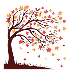 Fototapeta premium Vector Silhouette of Swirling Falling Leaves – Autumn Nature Illustration