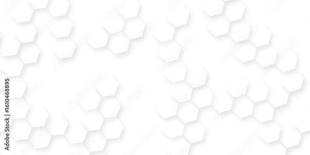 Poster modern seamless geometry pattern hexagon, the pattern of white hexagons is arranged in a slightly ir