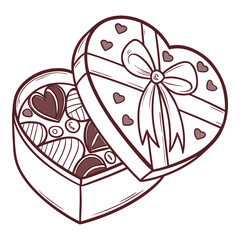 Love Gift Box Illustration – Hand-Drawn Heart Present Vector

