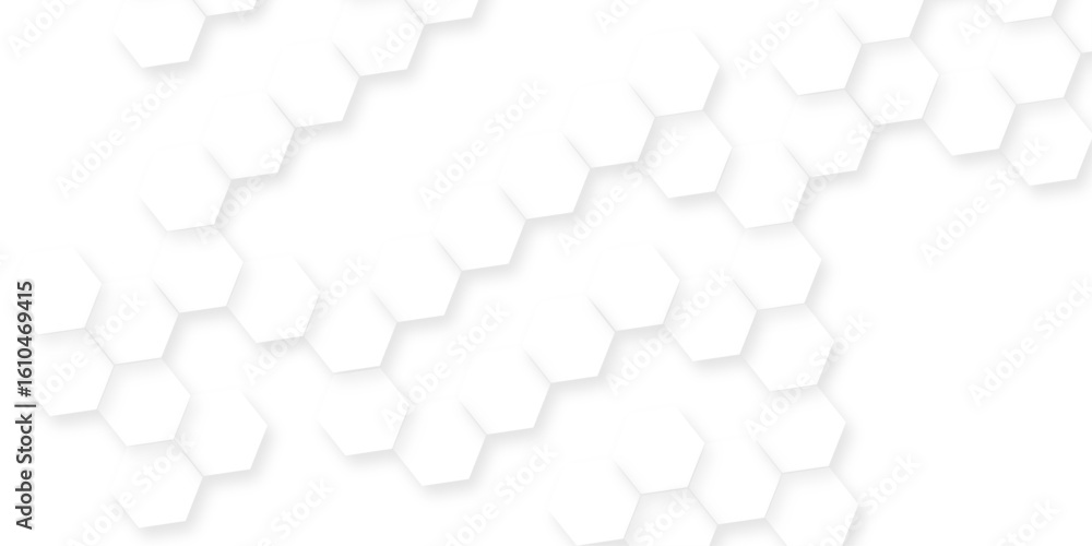 Poster modern seamless geometry pattern hexagon, the pattern of white hexagons is arranged in a slightly ir