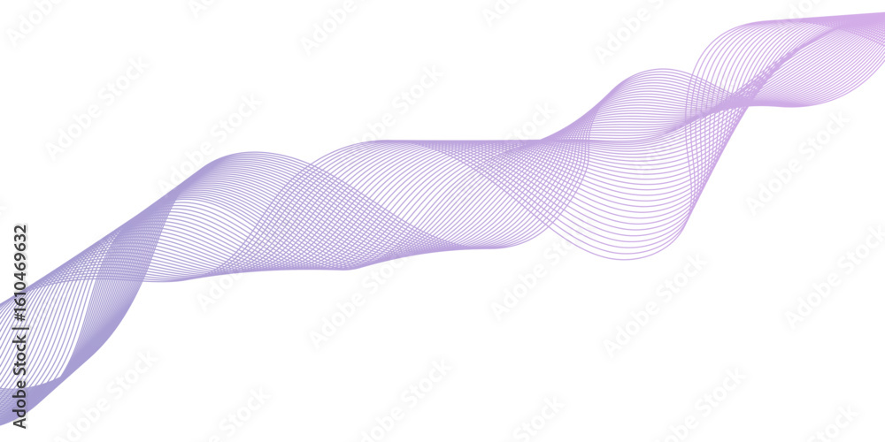 Poster abstract digital illustration featuring a flowing wave in parallel lines, the lines are colored in a