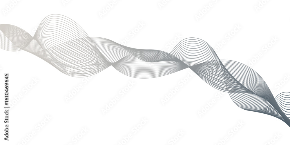 Poster abstract gray wave with silver particles textured, undulating pattern, resembling a sound wave or a 