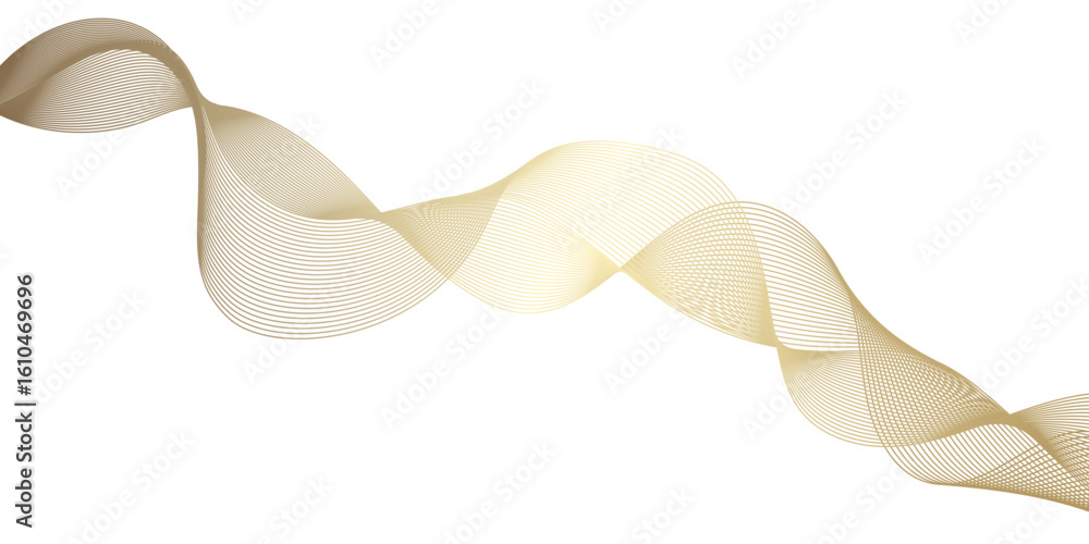 Poster abstract digital illustration featuring a flowing wave in parallel lines, the lines are colored in a