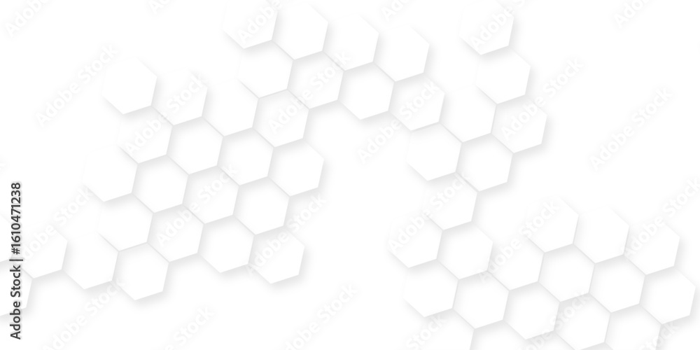 Poster hexagonal structure futuristic white background, seamless pattern with honeycomb design, abstract ge