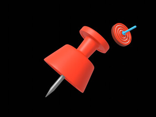 Red thumbtack isolated on a white background. 3D illustration