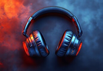 Immersive Audio Experience Sleek Over-Ear Headphones in Dramatic Lighting
