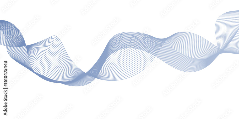 Poster abstract modern background with soft gray blue wavy lines, flowing grid form a dynamic network in vi