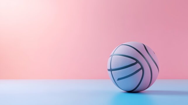 Pastel pink and blue background with a light purple basketball. - Powered by Adobe