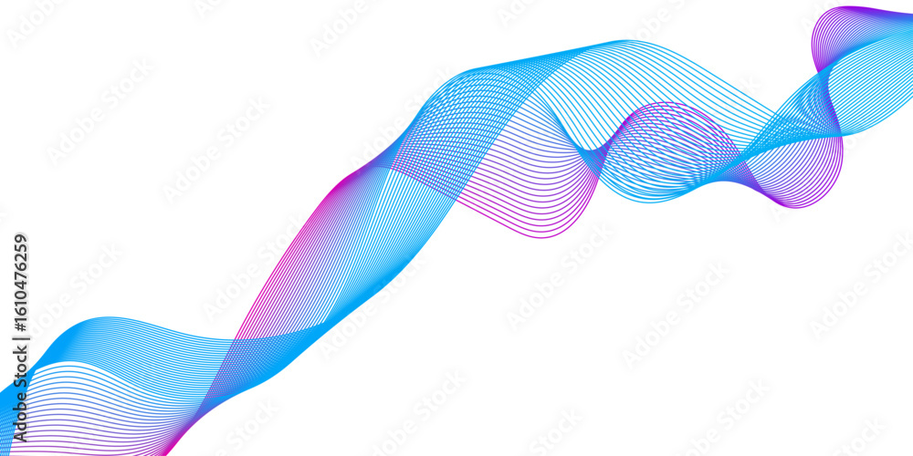 Poster abstract blue color line wave design with white smooth element, textured lines dynamic swirl pattern