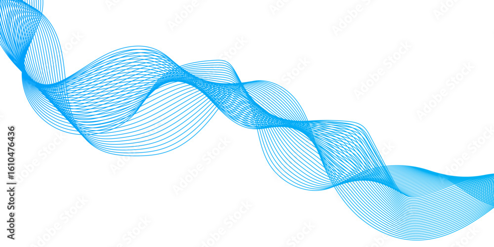 Poster abstract blue color line wave design with white smooth element, textured lines dynamic swirl pattern