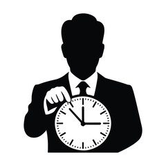 Man in suit adjusting analog clock hands time