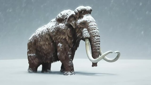 Woolly mammoth in snowy landscape