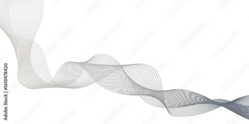Poster smooth gray wave with dynamic movement and sleek design, flowing wave pattern composed of multiple c