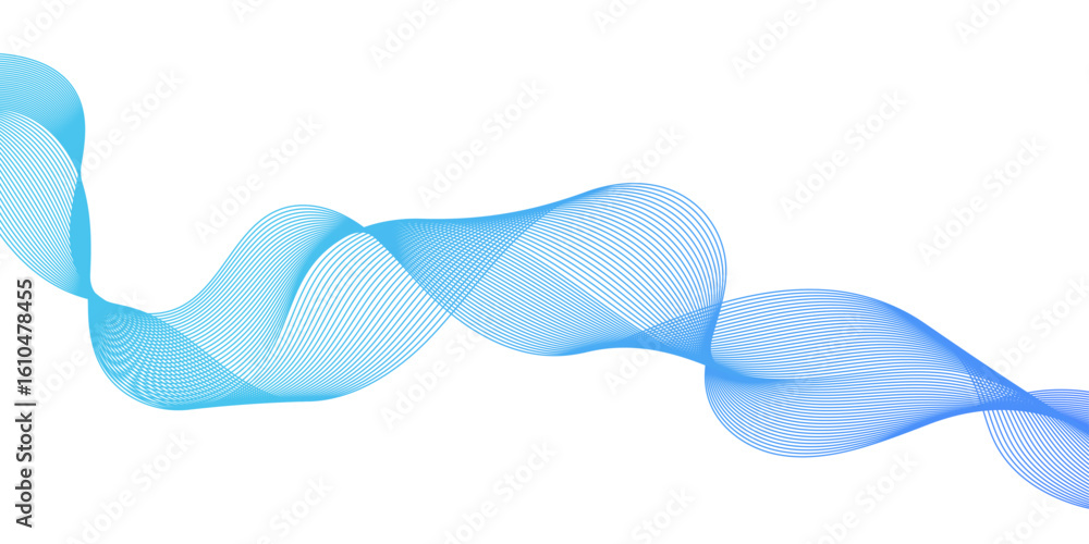Poster abstract blue color line wave design with white smooth element, textured lines dynamic swirl pattern