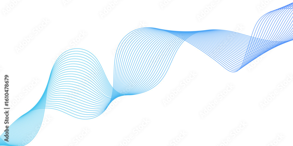 Poster abstract blue color line wave design with white smooth element, textured lines dynamic swirl pattern