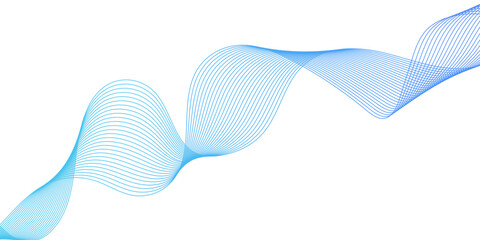 Abstract blue color line wave design with white smooth element, textured lines dynamic swirl pattern design, The design features gentle curves and ripples.