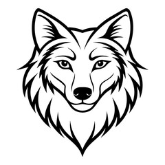 A majestic wolf head with detailed fur and piercing eyes, isolated on white background