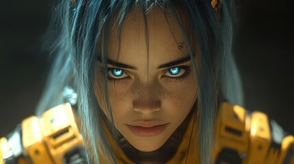 Cyberpunk Woman Glowing Eyes