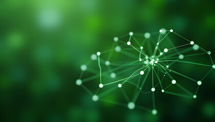 Abstract Digital Network With Glowing Green Nodes 
