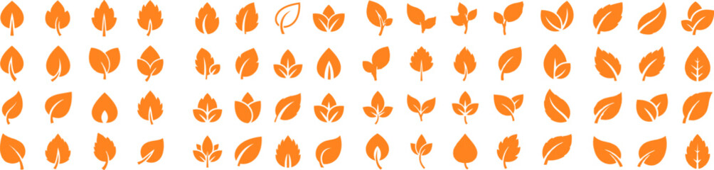 A collection of stylized orange leaf icons arranged in a linear pattern.