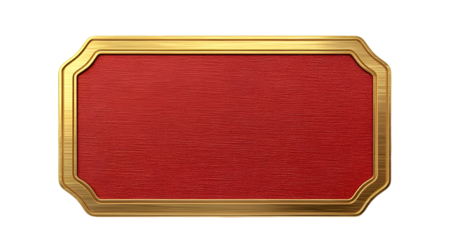 Red plaque with gold frame elegant design blank template