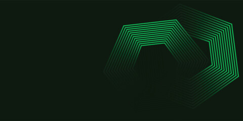 Abstract hexagonal lines on a green background. Geometric line art design for posters, flyers, covers, websites, and banners.