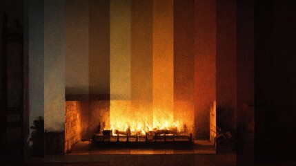 Naklejka premium Cozy fireplace with color gradient