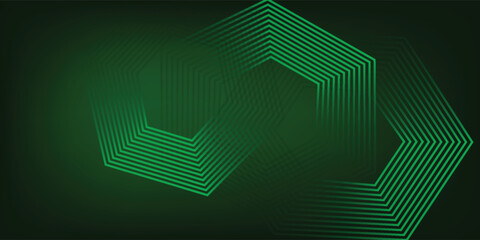 Abstract hexagonal lines on a green background. Geometric line art design for posters, flyers, covers, websites, and banners.
