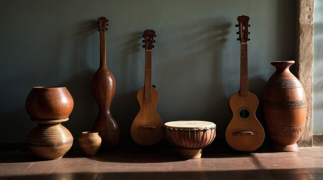 Venezuelan Gaita Musical Instruments on a Stage
